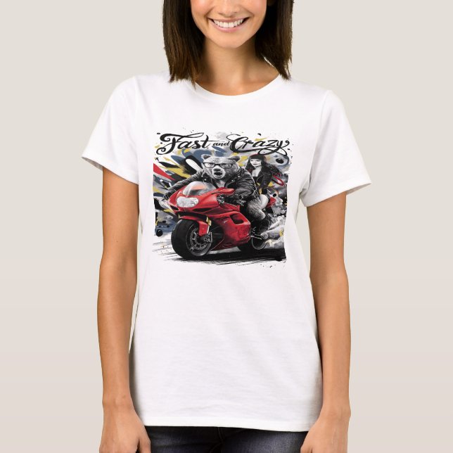 T-shirt Whimsical Yeti Bigfoot Biker Croisière À Travers W (Devant)