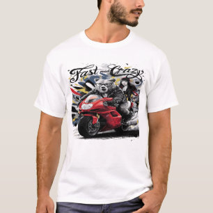 T-shirt Whimsical Yeti Bigfoot Biker Croisière À Travers W