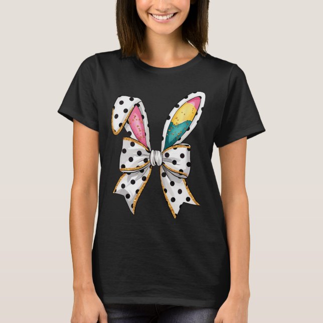 T-shirt Whimssical Polka Dot Bow Ears Pâques dimanche (Devant)
