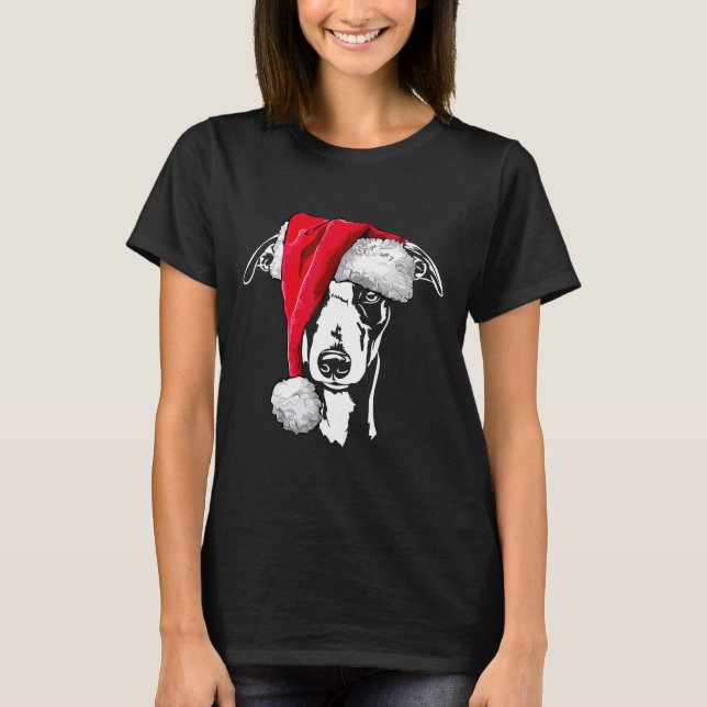 T-shirt whippet amusant père Noël Noël chien maman cadeau  (Devant)
