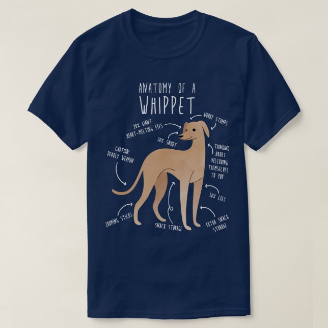 T-shirt Whippet Chien Anatomie 1 (Design devant)