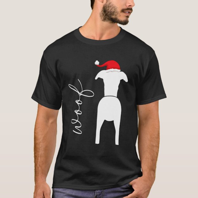 T-shirt Whippet Chien Design avec le Père Noël Casquette p (Devant)