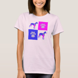 T-shirt Whippet / Chien gris italien & Paw Pink Blue