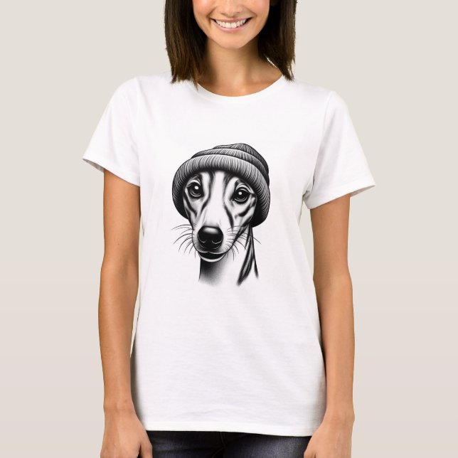 T-shirt Whippet dans une Beanie (Devant)