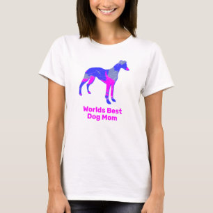 T-shirt Whippet/Italien Greyhound Dog Silhouette rose bleu