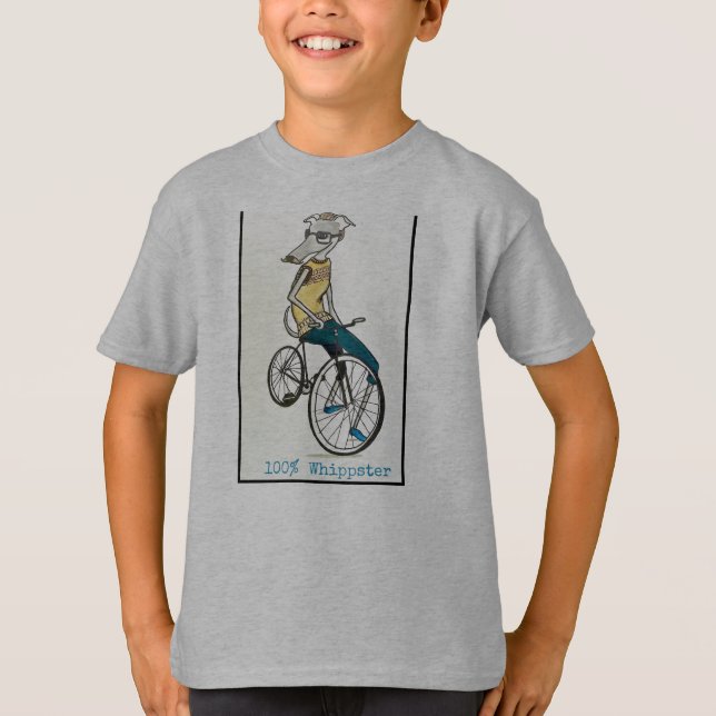 T-shirt Whippet sur un vélo (Devant)