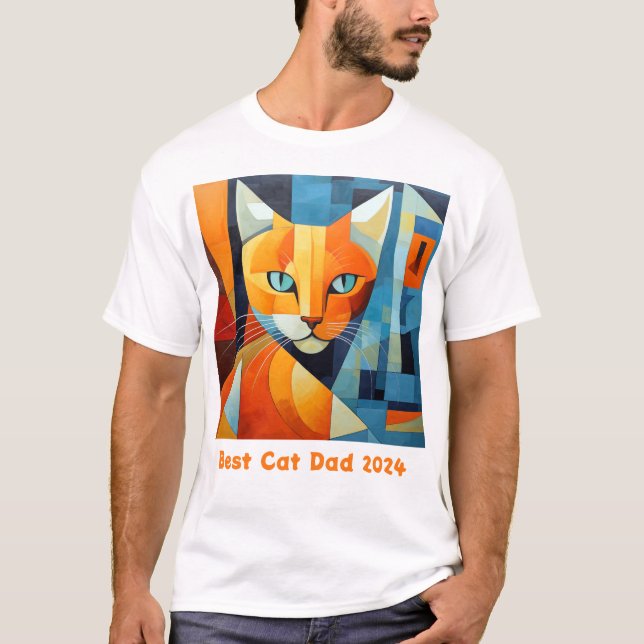 T-shirt Whiskers Abstraits : Best Cat Papa (Devant)