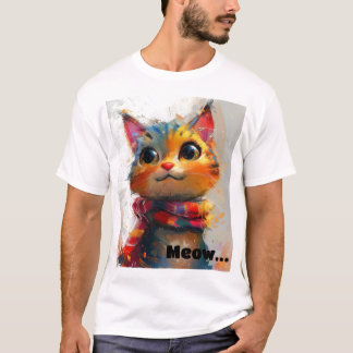 T-shirt Whiskers Vibrants : Colorant Cat Art Tee