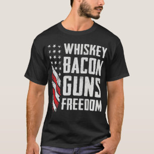 T-shirt Whiskey Bacon Armes Freedom BBQ Grill Boire amusan