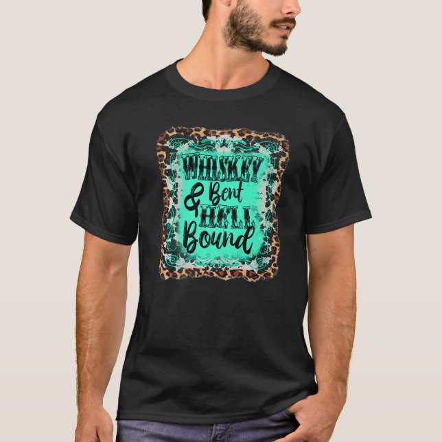 T-shirt Whiskey Bent Turquoise Leopard Arrière - plan West (Devant)