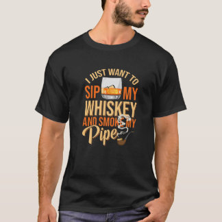 T-shirt Whiskey Drinker Smoke Pipe Tobacco Smoking Pipe Sm
