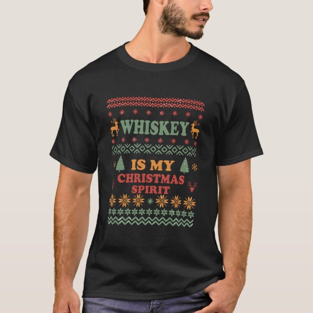 T-shirt Whiskey est mon esprit de noël drôle pull moche (Devant)