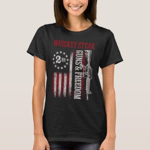 T-shirt Whiskey Steak Armes Liberté Drapeau US Vintage Pap