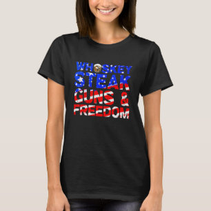 T-shirt Whiskey Steak Guns And Freedom Retro US Drapeau 4e