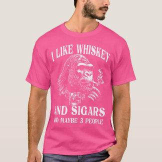 T-shirt Whisky Cigares Et Humour De Singe
