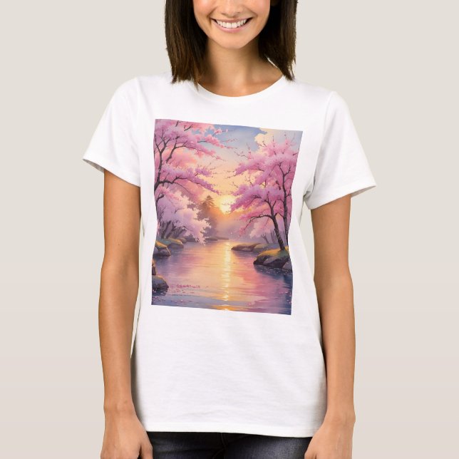 T-shirt Whispers of Sakura at Sunset (Devant)