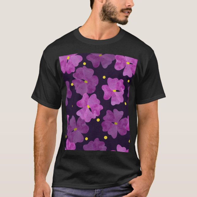 T-shirt Whispers Violet : Elégance de l'aquarelle florale (Devant)