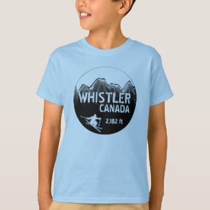 T-shirt Whistler Canada blue ski art boys tee