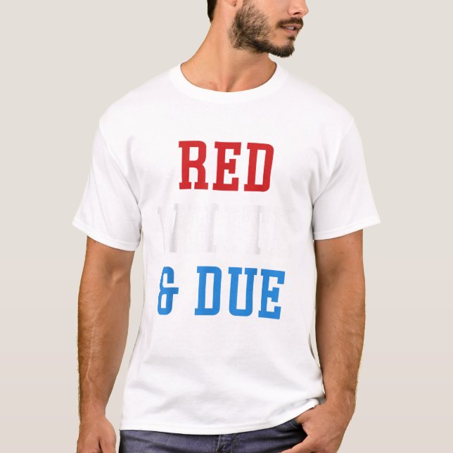 T-shirt White and Due 4th of July USA (Devant)