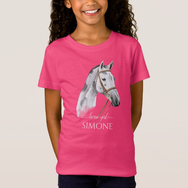 T-Shirt White Appaloosa cheval portrait cowgirl équestre (Devant)