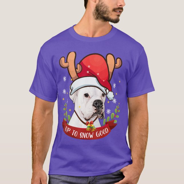 T-shirt White Boer Dog Rein Christmas Gift Boys Girls frie (Devant)