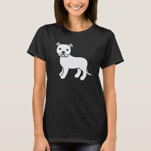 T-shirt White Cartoon Staffordshire Bull Terrier