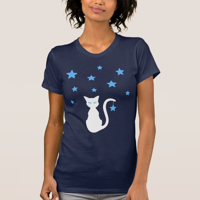 T-shirt White Cat Stars (Devant)