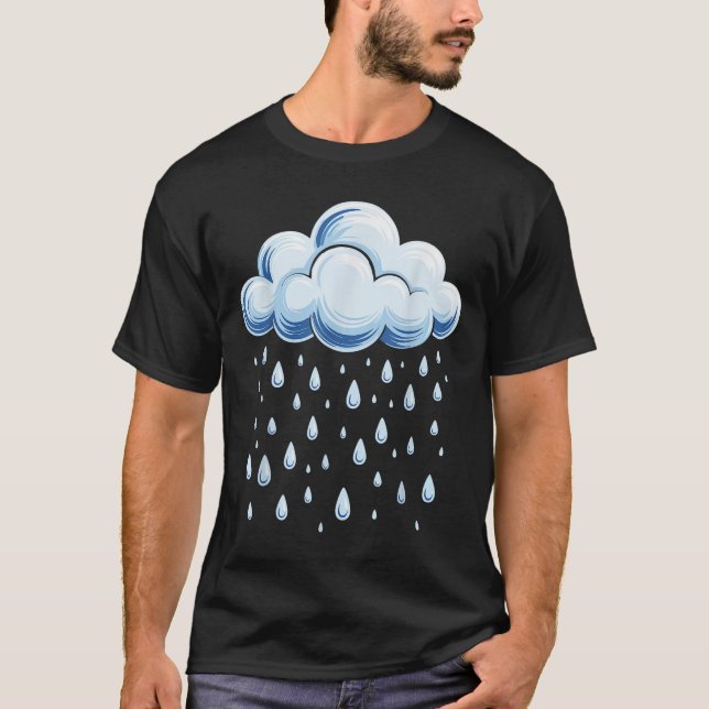 T-shirt White Clouds Rain Drop Shirt Adult Kids Men Women  (Devant)