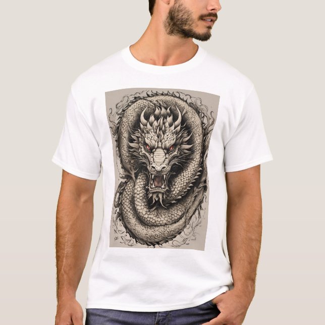 T-shirt "White Dragon Elegance Tee" (Devant)