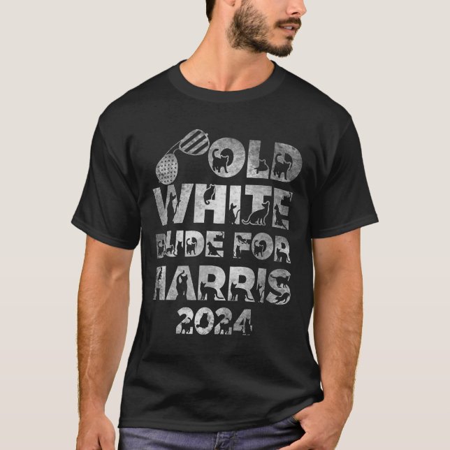 T-shirt White Dude For Harris Kamala Harris Président 2024 (Devant)