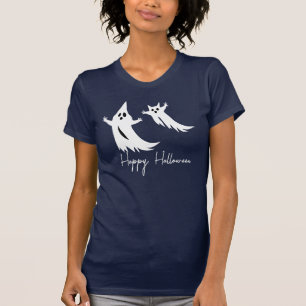 T-shirt White Ghost Halloween Tee, Slogan Éffrayant et gra