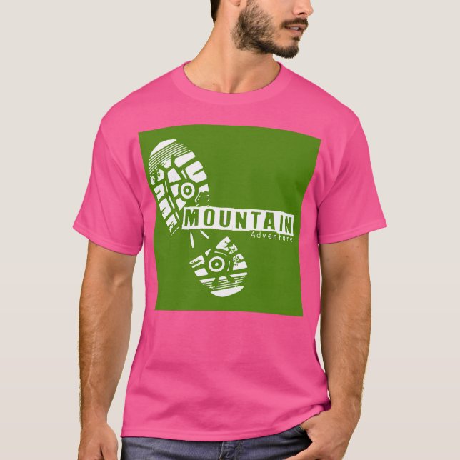 T-shirt White Green Man Step Mountain Adventure Actif (Devant)