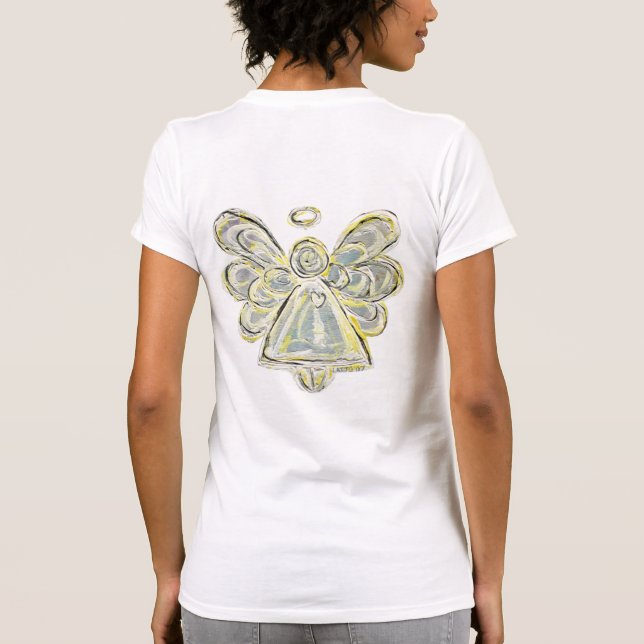 T-shirt White Guardian Angel Custom Holiday Art shirt (Dos)