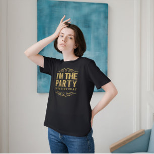 T-shirt White Happy 50th Birthday-Je suis le Parti Gold Te