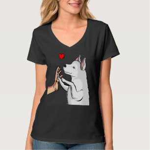T-shirt White Husky Love Cute Chien Maman Filles Femmes
