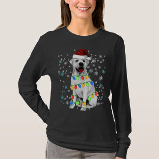 T-shirt White Labrador Retrivers Père Noël Christmas Tree 