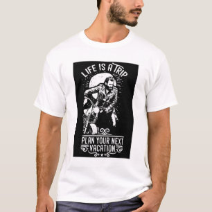 T-shirt White Life est un voyage Vintage Biker Graphic Tee