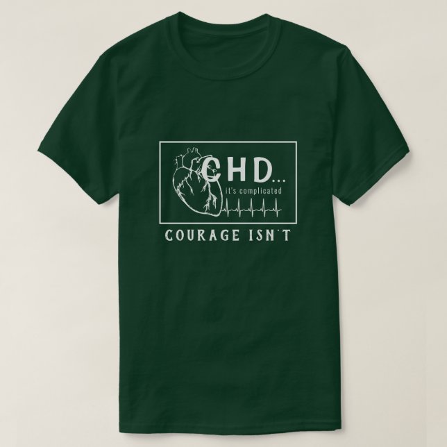 T-shirt White on Dark Heart croquis CHD EKG Courage T-shir (Design devant)