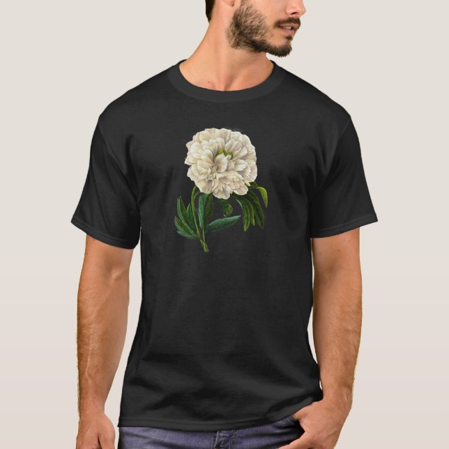 T-shirt White Peony par Pierre-Joseph Redoute (Devant)