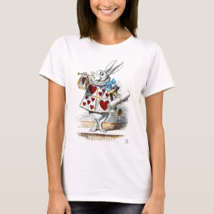 T-shirt White Rabbit Alice Wonderland Hearts Fourre-tout