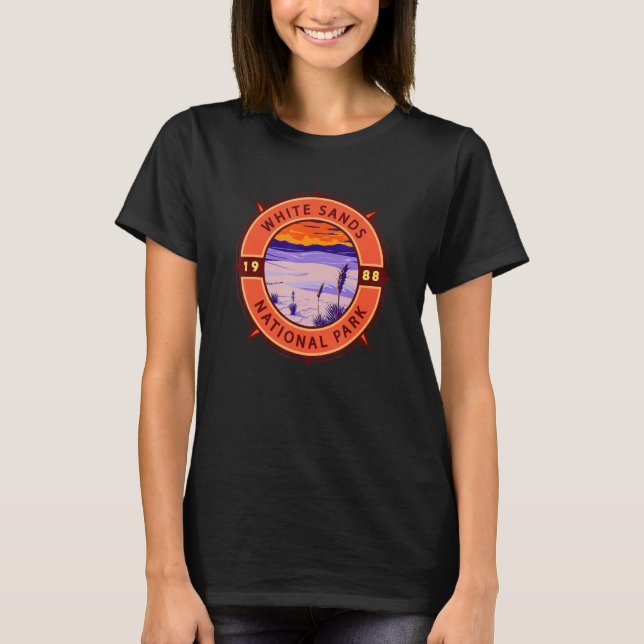 T-shirt White Sands National Park Retro Compass Emblem (Devant)