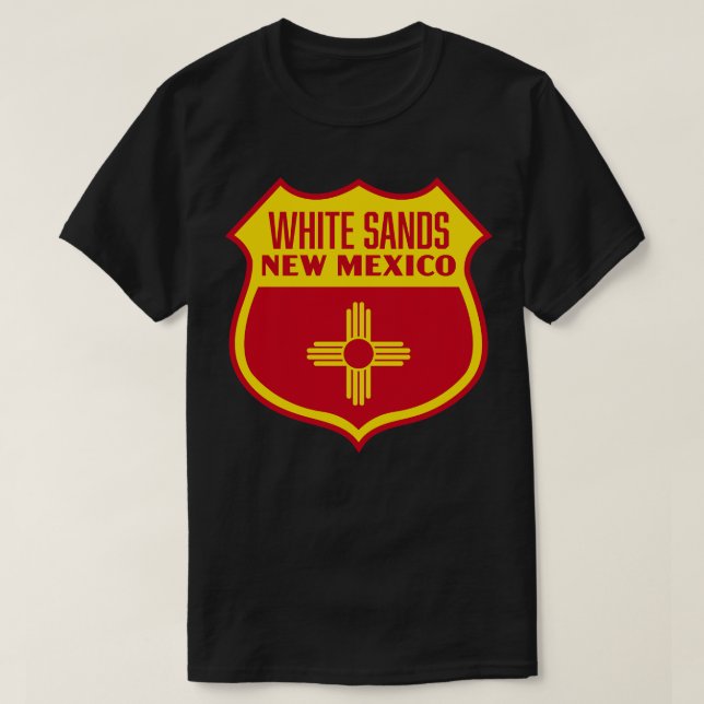 T-shirt White Sands Nouveau Mexique Retro Drapeau Bouclier (Design devant)
