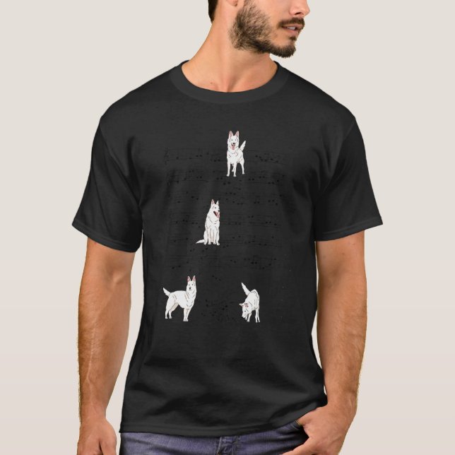T-shirt White Shepherd Music Dog For Musician And Dog Owne (Devant)