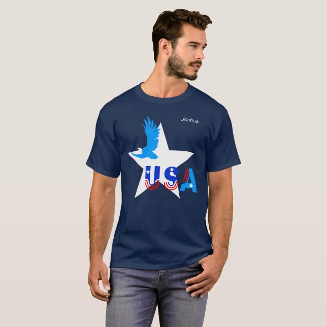 T-shirt White Star, Bold Eagle, USA, texte personnalisé (Devant entier)