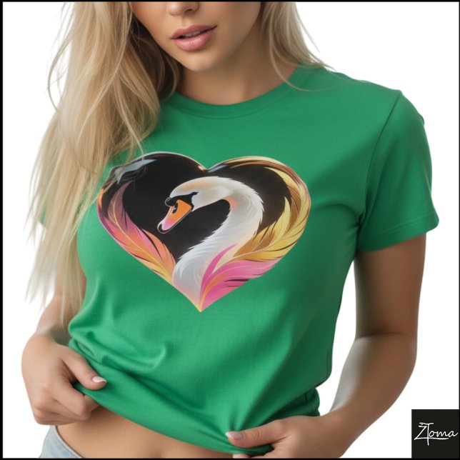 T-shirt White Swan Heart Frame Neon Pop Art (Sample design. Several style are available to choose from, with the option to add a name & color.
)