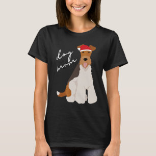 T-shirt White Tan & Black Fox Terrier Chien Maman Noël