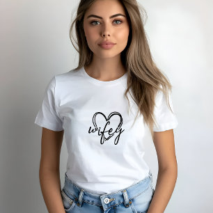 T-shirt White Tendance Wifey Dans Le Coeur Imprimer Femme