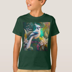 T-shirt White Tufé Turquoise Wing Jay Imaginaire Bird