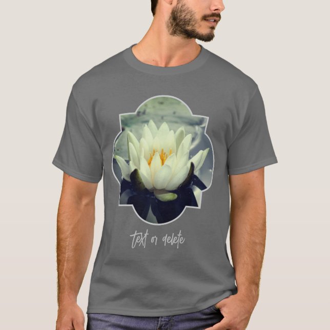 T-shirt White Water Lily Lotus Blossom Flower  (Devant)