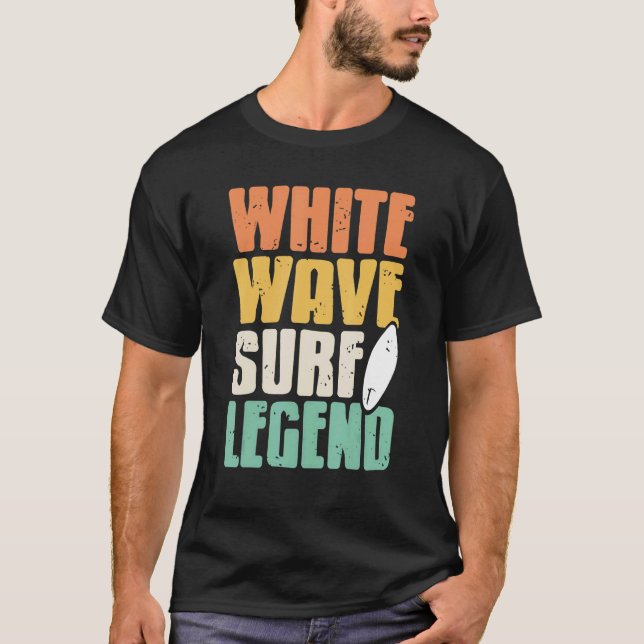 T-shirt White Wave Surf Légende Retro Surfing Présente (Devant)